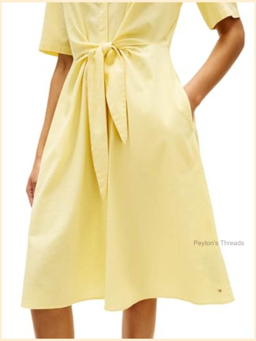 Short Sleeve Linen Shirt Midi Dress with Pockets - Picture 3 of 5